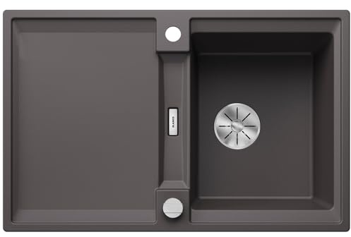 BLANCO ADIRA 45 S | Granitspüle aus SILGRANIT felsgrau | [78x50x21,2 cm] | für 45 cm breite Unterschränke | Reinigungsfreundliche Öberfläche | Großes Becken | reversibel