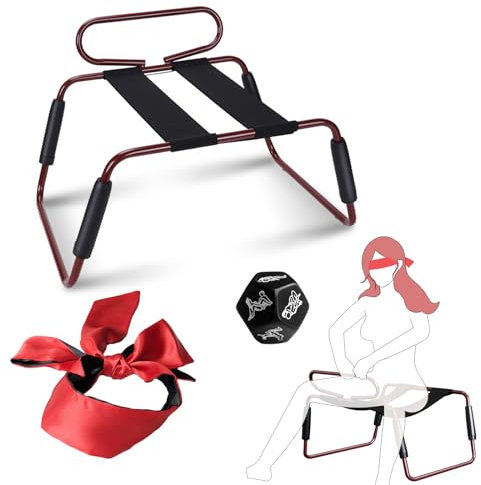 Sex Möbel Sex Stuhl Paare Liebesmöbel mit Griffe + Sex Würfel Paar + Augenbinde Sex Bett,Einstellbar Vielseitig Bounce Love Chair für Sexual Positions Assistance,Sex Sitz Sexmöbel BDSMs Spielzeug Hart