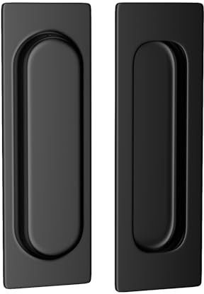 LONTAN 2 Pack Sliding Door Handles - 90mm Groove Recessed Black Handles for Bi Folding Internal Doors - Finger Print Flush Pull Handle for Bifold Doors
