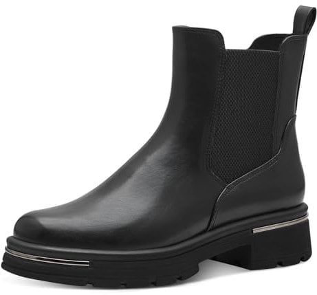 MARCO TOZZI Damen Chelsea Boots aus Kunstleder mit Reißverschluss, Schwarz (Black), 38 EU