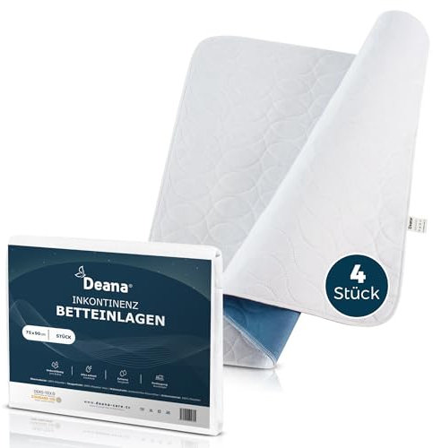 Waschbare Bettunterlage für Frauen – Inkontinenz, Periode, Schwangerschaft & Wochenbett | Saugstark, Atmungsaktiv, Wiederverwendbar | 4er Set - 75x90 cm Schutzmatte für Matratze & Sofa