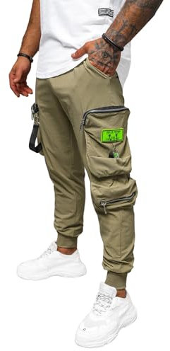 OZONEE Herren Chino Hose Chinos Lang Stoffhose Jogger Chinohose Pants Cargohose Cargo Freizeithose Arbeitshose Sporthose Slim Fit Regular Casual Stretch Taschen O/PS5519Z Dunkelbeige XXL