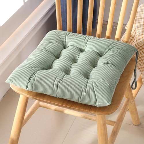 Viusneun Stuhlkissen mit Bändern, 40x40 cm Waschbares Sitzkissen Weiches Stuhlauflage Ausgezeichneten Sitzkomfort Sitzpolster Stuhlkissen für Gartenstuhl Bürostuhl oder Esszimmerstuhl (Grün)
