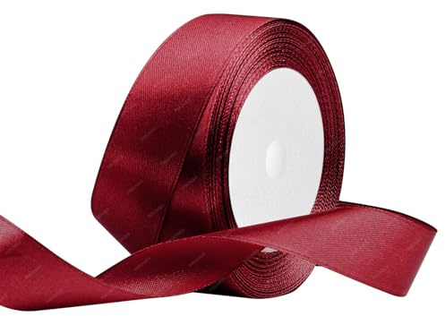 Burgunder Satinband 25mm x 22 Meters Stoffbänder für Geschenkverpackungen, Blumensträuße, Kunsthandwerk und Hochzeitsdekoration