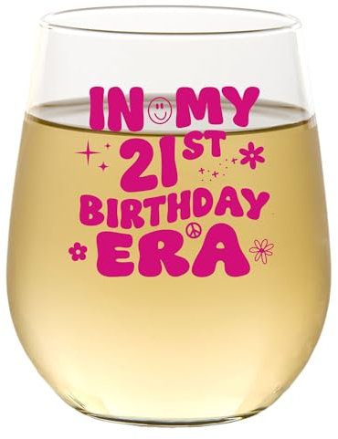 CEDAR CRATE MARKET - 21st Birthday Gifts for Her, Women, Friends, Daughter, Sister, Best Friend, 21st Birthday Funny Wine Glass Decorations, 21 Year Old Tumbler - 15 Oz, Made in USA