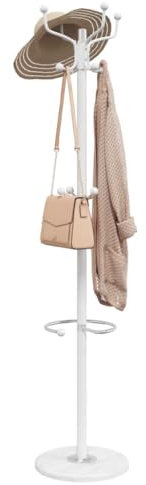 ShGaxin 377102 Porte-manteau avec porte-parapluies en fer revêtu de poudre Blanc 180 cm
