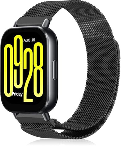 SeNool Armband für Xiaomi Redmi Watch 5 Active/Redmi Watch5 Lite, Edelstahl Metall Magnetversch Mesh Gewebte Ersatzband Uhrenarmband für Xiaomi Redmi Watch 5 Active/Redmi Watch5 Lite-Schwarz