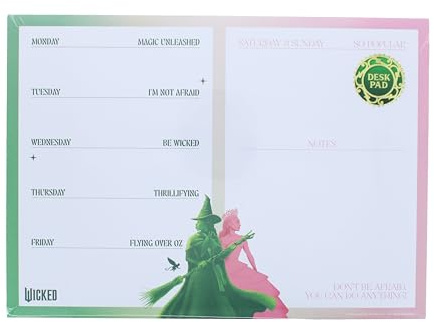 Blueprint Collections Wicked Desk pad | Weekly Planner Pad | Desk Planner | Official Wicked Merchandise | Wicked Movie | Wicked Musical 52 Lined Sheets