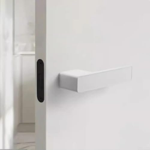 Lock Set, Minimalist Magnetic Silent Door Lock Bedroom Door Lock Integrated Lock, For Indoor Hotel, Bedroom, Zinc Alloy, 158 * 32 * 52mm(White)