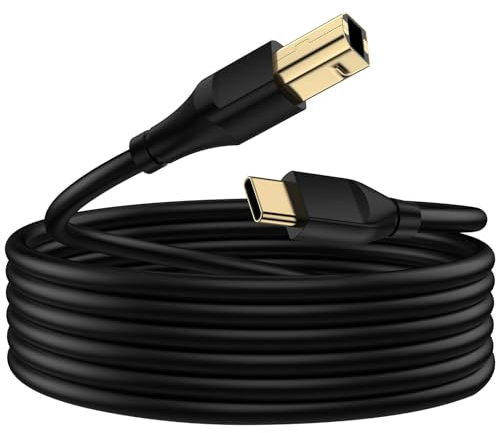 USB B to USB C Printer Cable 10FT, Type B to C Scanner Printer USB Cable Midi Cable for MacBook Pro Air,HP,iPad Pro,Dell,Audio Interface,Midi Keyboard,DJ Controller for iPhone 16 Pro Max,Samsung S24