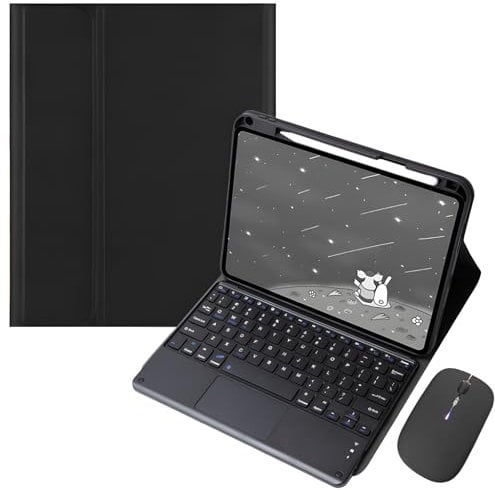 HLTOOP Tastatur Hülle für Redmi Pad Pro 12.1 2024 mit Stifthalter, Abnehmbarer Kabelloser Tastatur Mit Touchpad, Tablet-Maus,Schwarz