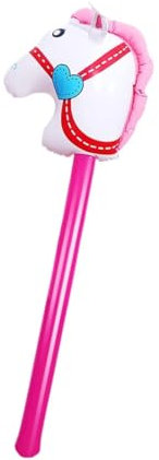Harilla Aufblasbares Steckenpferd, schöner Pferdekopf-Steckballon, Partydekoration, Steckenpferd-Steckspielzeug, für Partys mit Pferdethema, Rosa