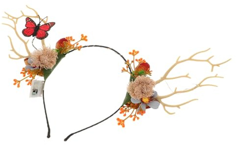 Garneck Reh Geweih Haarreif Mit LED-Lichtern Und Blumen - Eleganter Kopfschmuck Für Damen Ideal Für Weihnachtsfeiern Und Kostümpartys Bezaubernder Haarschmuck Für Festliche Anlässe