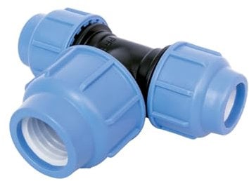 SAB Raccordi a Compressione BlueSeal 16, T 90° Maggiorata Ø 25 x 32 x 25 Raccordo Idraulico in PP, PN16, per Giunzione Tubi in Polietilene, per Impianti di Irrigazione