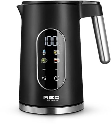 Edelstahl Wasserkocher 1,7L, 2000W mit Temperatureinstellung (40-100°C) | Teekocher RED Colorsense A11E | Doppelwand Design | 2h Warmhaltefunktion & 5 Programme | BPA-frei | Kabellos LED| Display