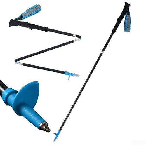Four Links Verstellbarer Gehstock für Outdoor-Wandern mit ergonomischem Komfortgriff (blau)