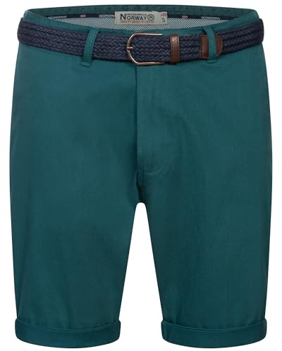 Geographical Norway Chino Shorts Kurze Hose Bermuda Knielang Stoff bequem mit Gürtel Short