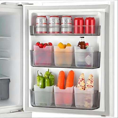 WHOISMIP 6er Pack Kühlschrank Organizer Aufbewahrung Boxen Set, Fridge Organizer Schublade Ordnungssystem Stapelbar Dosen Box, Kühlschrankbox Aufbewahrungsbox Küche Pantry Storage Behälter (Small)