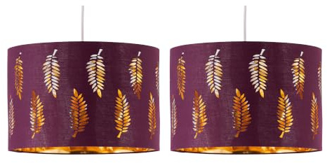Set of 2 Fern - Burgundy Cut Out 30cm Pendant Lightshades