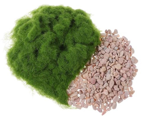 LOLIPPYY 1 Satz Künstlichem Gras und Realistisches Fake Gras für Diorama Projekte Modellbau und Gartenaccessoires Pulver und Steine Zartem Grün
