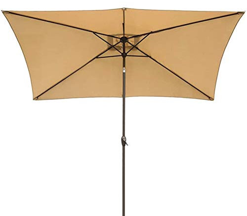 Parasol de jardin rectangulaire extra large de 2,4 m avec manivelle inclinée, idéal pour terrasse, plage, piscine – Beige 2 x 3 m