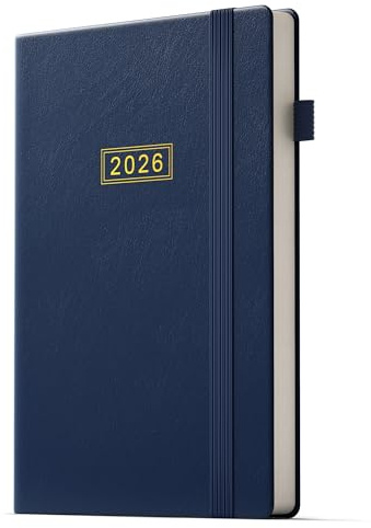 DeDe Bee Kalender 2026 Wochenplaner, Terminplaner buchkalender, A5 Gebundene Ausgabe Tagebuch, Mehrsprachiges, 1 Woche 2 Seiten, Januar 2026 - Dezember 2026 (Blau)