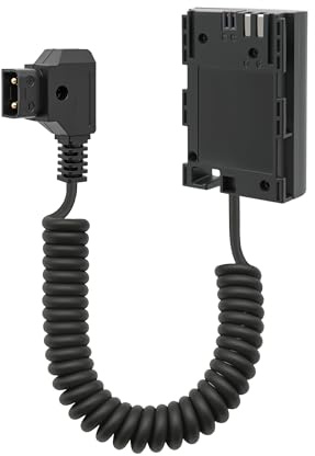 D-Tap to LP-E6 (DR-E6) Dummy Battery Coiled Power Cable Compatible with Canon EOS R, R5, R6, R6 II, R7, 5D II/III/IV, 6D/6D II, 7D/7D II, 60D–90D, Replaces LP-E6 / LP-E6N / LP-E6NH, 47