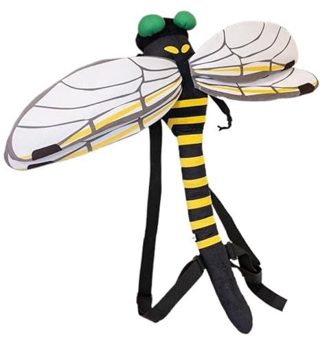 KUKUShining Libelle Rucksack Plüsch, Weiche Insekten Kuscheltier Libellen Tagesrucksack Stofftier Niedliche Plüschtier Tasche Puppen Zum Spielen