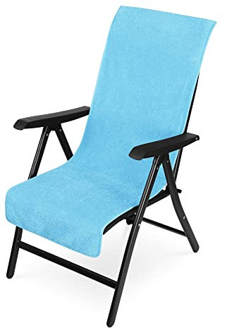 JEMIDI Frottee Schonbezug Gartenstuhl - 100% Baumwolle Überzug - Sonnenliege Handtuch -Auflagenbezug Frotteebezug mit Kapuzenüberschlag waschmaschinenfest