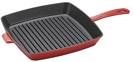 Staub Poêle grill carrée en fonte 30,5 cm Cerise fabriquée en France