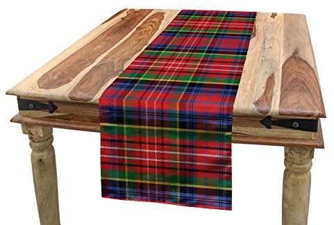ABAKUHAUS Plaid Tischläufer, Caledonia schottischen Stil, Esszimmer Küche Rechteckiger Dekorativer Tischläufer, 40 x 225 cm, Rot Blau