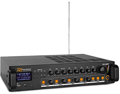PD PDV120MP3 4-Zone 120W PA Mixer Amplifier with Bluetooth, FM Radio and Media Player - 100V Background Audio System for Commercial Installations