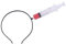 Rotumaty Accessori per costumi spaventosi Fascia insanguinata (coltello sanguinante, siringa, forbici), divertente copricapo attraverso la testa, giocattoli per Halloween (siringa)
