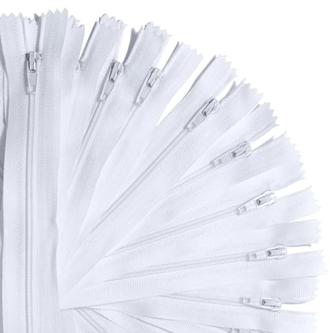 KGS Nylon Zippers for Sewing Crafts | Size: 4 Inch | Color: White | 20 Pieces per Pack | Single Color #3 Nylon Zippers for Making Bags, Pouches, Pillow Covers and Sewing Craft Projects