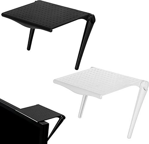 Rayong 2Pcs Tv Shelf, TV Screen Top Shelf, Adjustable Monitor Top Shelf, TV Top Storage Bracket for Flat Screen TV Computer (White and Black)