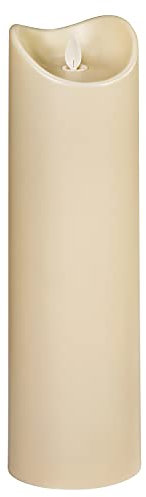 Dehner Outdoor-Kerze mit LED-Beleuchtung, Ø 9 cm, Höhe 30 cm, Kunststoff, creme
