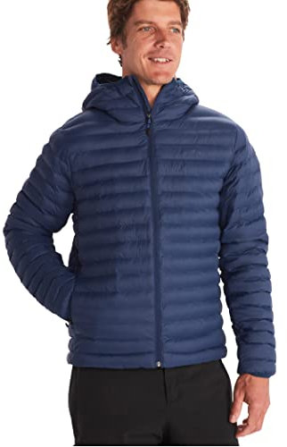 Marmot Herren, Ultra-Leichte Isolierte Winterjacke, Warme Outdoorjacke Mit Kapuze, Wasserabweisende Steppjacke, Winddichte Funktionsjacke Mit Kleinem Packmaß, Arctic Navy, S