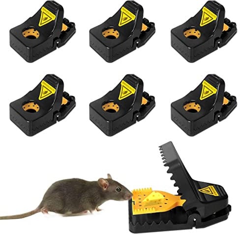 GEHUAY 6 Stück Profi Mausefalle Schlagfalle – Verbesserte Faux Käse Pedal Mäusefalle Hochempfindliche Sägezahn Mäusefallen Wiederverwendbare Mouse Trap, Schwarz Gelb, 3 große & 3 kleine