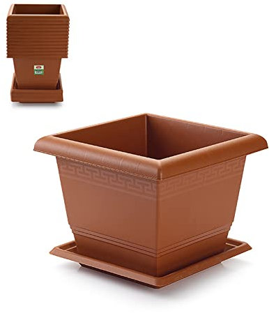 Plastic Forte Maceta + Plato Cuadrada 21x21x17 cm 11417