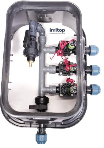 IRRITOP 3er Ventilbox Standard Verteiler Hunter PGV 101 Magnetventile Bewässerung für Ø25mm PE-Rohr (Montierbar) (Dichtung O-Ring)
