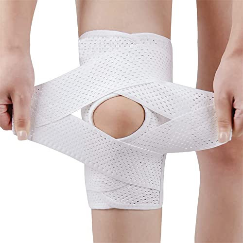 Kniebandage für Damen/Herren, Kniebandage für Knieschmerzen, verstellbare Kniekompressionsbandage mit seitlichen Stabilisatoren für Training, Laufen, Gewichtheben, ACL MCL Meniscal Tear White (XL)
