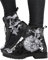 Minetom Damen Gothic Chelsea Boots Frauen Punk Stiefeletten Biker Boots Winter Knöchel Stiefel Mit Blockabsatz Gotisch Drucken Kurze Stiefel A1 Schwarz 39 EU