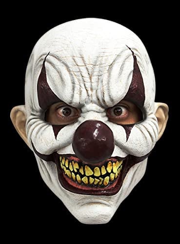 Diabolischer Clown Maske des Grauens aus Latex - Erwachsenen Horror Kostüm Vollmaske - ideal auch für Karneval, Motto- & Grusel-Party