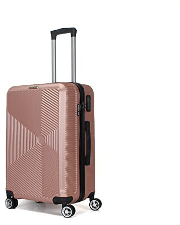 TROLLEY ADC - Valise Moyenne Soute 65x41x26 cm - Rigide, Légère 3 Kg - 65 litres - 4 Doubles Roues Silencieuses - Maniable, Pratique et Étanche - Collection Luton Superfly - Rose Gold