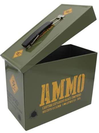 Kisten Aufbewahrung mit Deckel zur Aufbewahrung von Spielzeug, als Munitionskiste Metall, Lunchbox, Schatzkiste & Wohndeko – Metallkiste mit Deckel im Militärstil – Ammo Box für Nerf-Munition
