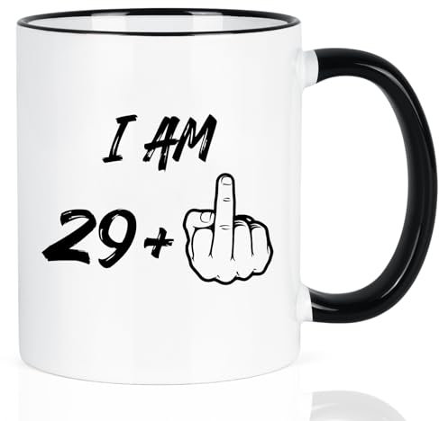 YHRJWN 30th Birthday Gifts for Women Men, I Am 29 Plus Middle Finger Coffee Mug, 30th Birthday Gifts Ideas for Best Friends, Sister, Brother, Coworkers, Best 30 Year Old Gifts for Her Him, 11 Oz