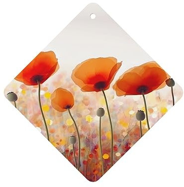6Pcs Hanging Air Fresheners for Car Diffuser Ornaments Red Poppy Flowers Refresh Air Fragrant for Girls Women Car Interior Gift Set Funny Car Accessories Decor Lavender