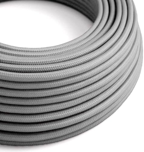5Meters 3 Core Round Vintage Fabric Braided 0.75mm Flex Flexible Cable Electrical Wire for DIY Lamps Industrial Pendant Lights Lighting Appliances (Grey)
