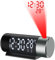 YUNYODA Projektionswecker, Digital Wecker mit 180° Drehbarem Projektion, USB-Ladegerät, 12/24 H, Snooze, Dimmer Wecker Digital mit Temperatur für Schlafzimmer, Büro, Schwarz