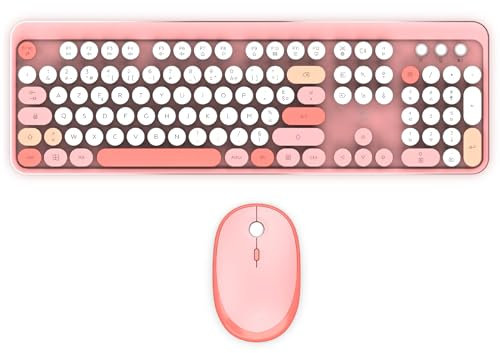 Mobility Lab – ML313894 – Combo Clavier + Souris sans fil Pure Color – FR AZERTY, Touches plates et sensibles, Design Compact, Raccourcis, Pavé numérique, Compatibilité Windows – Rose